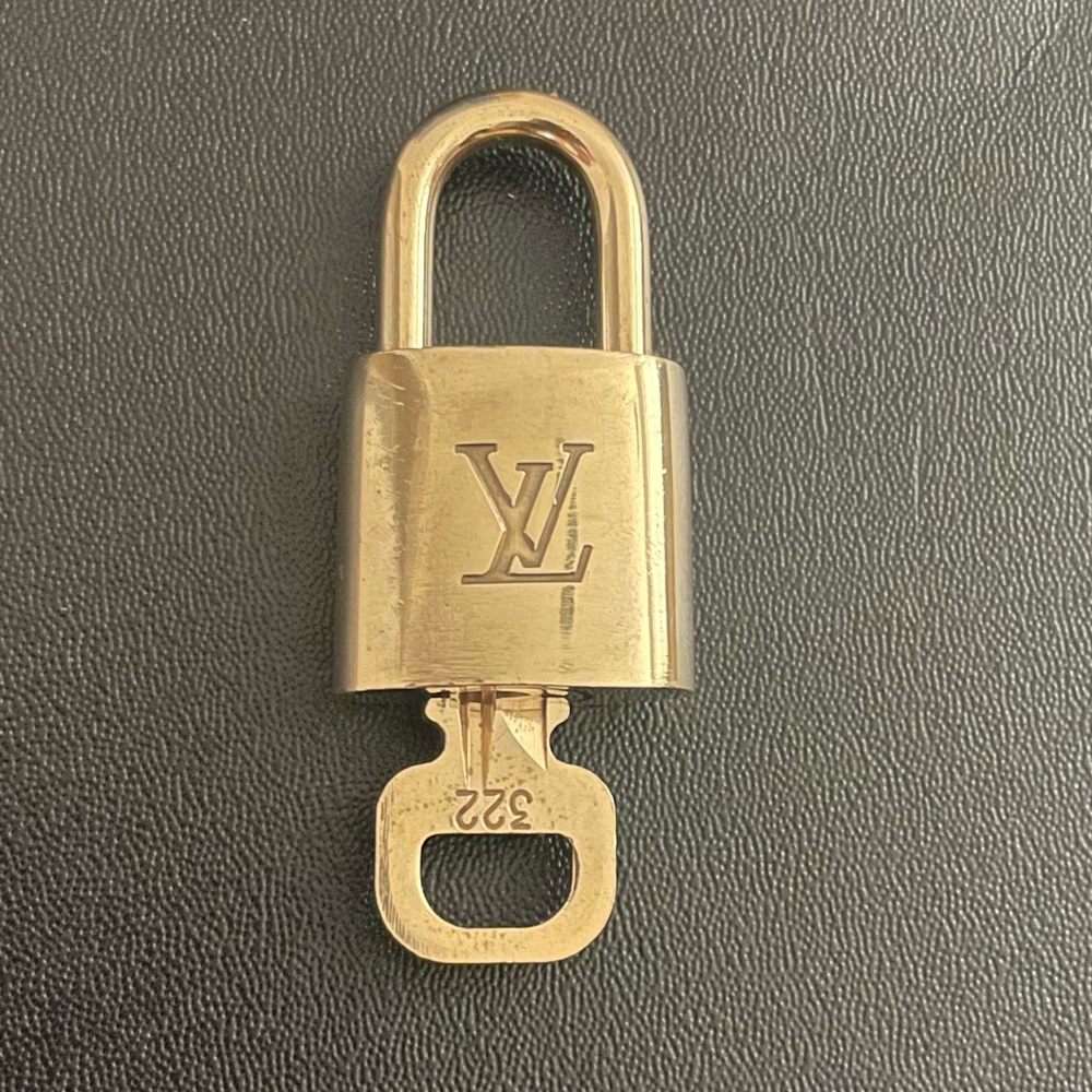 LOUIS VUITTON Gold Metal Padlock & Key Set #322 - Picture 2 of 9